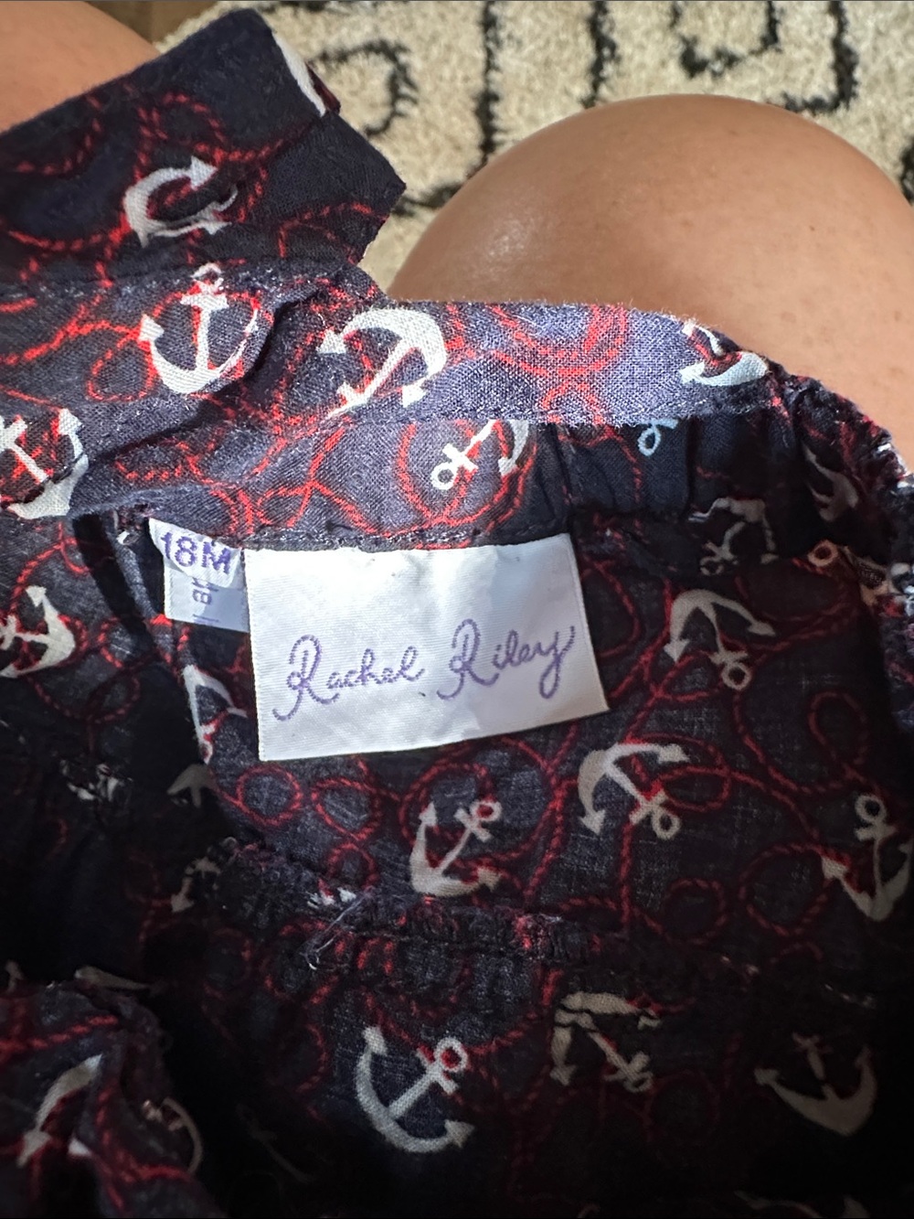 Rachel Riley frill Navy Anchor Ruffle Romper - Picture 3 of 3